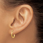 Gold Satin and Diamond-cut Hoop Earrings - 14k Yellow Gold / 2 mm / 13 mm