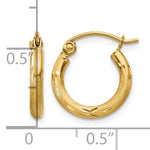Gold Satin and Diamond-cut Hoop Earrings - 14k Yellow Gold / 2 mm / 13 mm