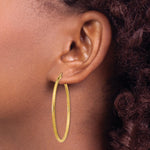 Gold Satin and Diamond-cut Hoop Earrings - 14k Yellow Gold / 2 mm / 45 mm