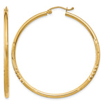 Gold Satin and Diamond-cut Hoop Earrings - 14k Yellow Gold / 2 mm / 45 mm