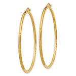 Gold Satin and Diamond-cut Hoop Earrings - 14k Yellow Gold / 2 mm / 50 mm