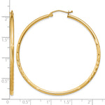 Gold Satin and Diamond-cut Hoop Earrings - 14k Yellow Gold / 2 mm / 50 mm