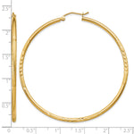 Gold Satin and Diamond-cut Hoop Earrings - 14k Yellow Gold / 2 mm / 55 mm