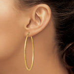 Gold Satin and Diamond-cut Hoop Earrings - 14k Yellow Gold / 2 mm / 60 mm