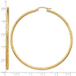 Gold Satin and Diamond-cut Hoop Earrings - 14k Yellow Gold / 2 mm / 60 mm
