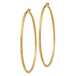 Gold Satin and Diamond-cut Hoop Earrings - 14k Yellow Gold / 2 mm / 65 mm