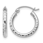 Gold Diamond-cut Classic Hoop Earrings - 14k White Gold / 2 mm / 15 mm