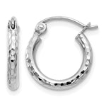 Gold Diamond-cut Classic Hoop Earrings - 14k White Gold / 2 mm / 13 mm