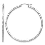 Gold Diamond-cut Classic Hoop Earrings - 14k White Gold / 2 mm / 45 mm