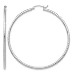 Gold Diamond-cut Classic Hoop Earrings - 14k White Gold / 2 mm / 55 mm