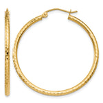 Gold Diamond-cut Classic Hoop Earrings - 14k Yellow Gold / 2 mm / 35 mm