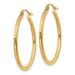 Gold Diamond-cut Classic Hoop Earrings - 14k Yellow Gold / 2 mm / 30 mm, Round