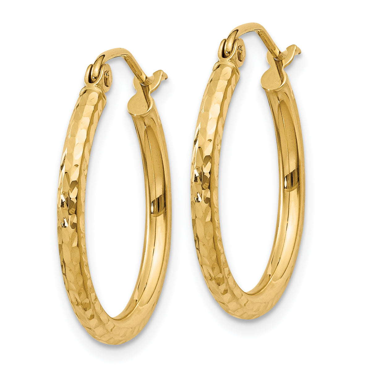 Gold Diamond-cut Classic Hoop Earrings - 14k Yellow Gold / 2 mm / 20 mm