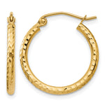 Gold Diamond-cut Classic Hoop Earrings - 14k Yellow Gold / 2 mm / 20 mm
