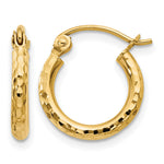 Gold Diamond-cut Classic Hoop Earrings - 14k Yellow Gold / 2 mm / 13 mm