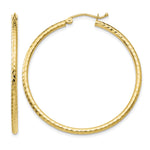 Gold Diamond-cut Classic Hoop Earrings - 14k Yellow Gold / 2 mm / 40 mm