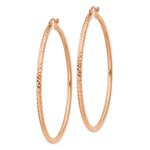 Gold Diamond-cut Classic Hoop Earrings - 14k Rose Gold / 2 mm / 50 mm