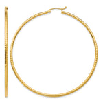 Gold Diamond-cut Classic Hoop Earrings - 14k Yellow Gold / 2 mm / 65 mm