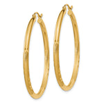 Gold Satin and Diamond-cut Hoop Earrings - 14k Yellow Gold / 2.5 mm / 38 mm