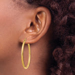 Gold Satin and Diamond-cut Hoop Earrings - 14k Yellow Gold / 2.5 mm / 38 mm