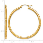 Gold Satin and Diamond-cut Hoop Earrings - 14k Yellow Gold / 2.5 mm / 38 mm