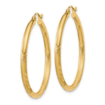 Gold Satin and Diamond-cut Hoop Earrings - 14k Yellow Gold / 2.5 mm / 30 mm