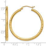 Gold Satin and Diamond-cut Hoop Earrings - 14k Yellow Gold / 2.5 mm / 30 mm