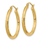 Gold Satin and Diamond-cut Hoop Earrings - 14k Yellow Gold / 2.5 mm / 24 mm