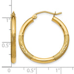 Gold Satin and Diamond-cut Hoop Earrings - 14k Yellow Gold / 2.5 mm / 24 mm