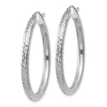 Gold Diamond-cut Classic Hoop Earrings - 14k White Gold / 3 mm / 35 mm