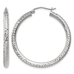 Gold Diamond-cut Classic Hoop Earrings - 14k White Gold / 3 mm / 35 mm