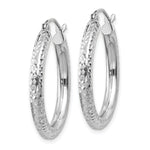 Gold Diamond-cut Classic Hoop Earrings - 14k White Gold / 3 mm / 25 mm