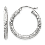 Gold Diamond-cut Classic Hoop Earrings - 14k White Gold / 3 mm / 25 mm