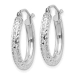 Gold Diamond-cut Classic Hoop Earrings - 14k White Gold / 3 mm / 20 mm