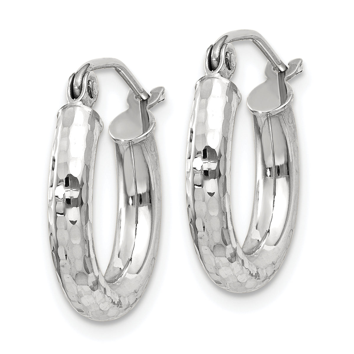 Gold Diamond-cut Classic Hoop Earrings - 14k White Gold / 3 mm / 16 mm