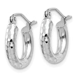 Gold Diamond-cut Classic Hoop Earrings - 14k White Gold / 3 mm / 14 mm