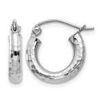 Gold Diamond-cut Classic Hoop Earrings - 14k White Gold / 3 mm / 14 mm