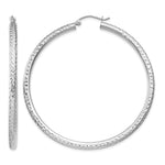 Gold Diamond-cut Classic Hoop Earrings - 14k White Gold / 3 mm / 55 mm