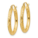 Gold Diamond-cut Classic Hoop Earrings - 14k Yellow Gold / 3 mm / 25 mm