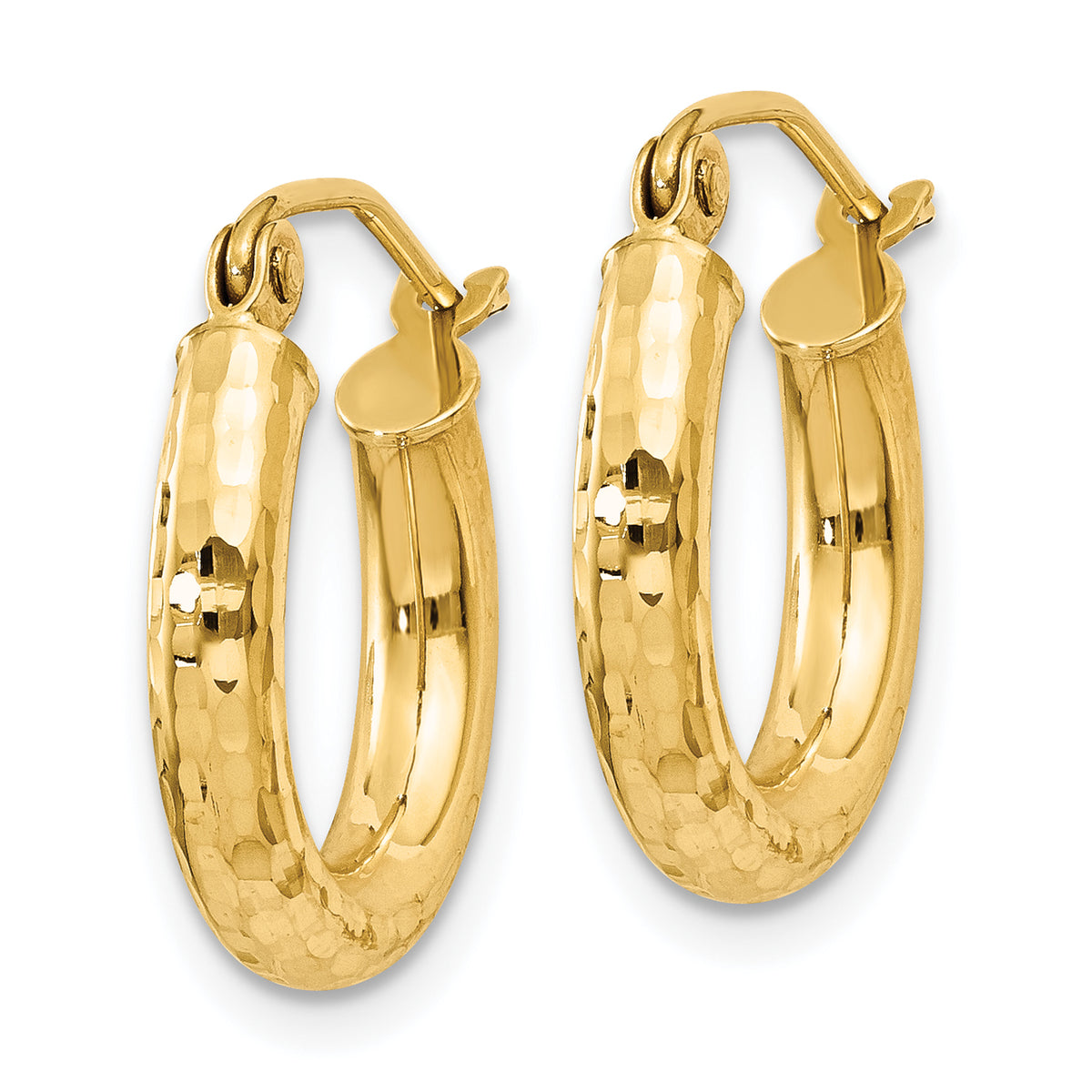 Gold Diamond-cut Classic Hoop Earrings - 14k Yellow Gold / 3 mm / 16 mm