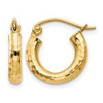 Gold Diamond-cut Classic Hoop Earrings - 14k Yellow Gold / 3 mm / 14 mm