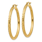 Gold Diamond-cut Classic Hoop Earrings - 14k Yellow Gold / 3 mm / 40 mm