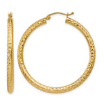 Gold Diamond-cut Classic Hoop Earrings - 14k Yellow Gold / 3 mm / 40 mm