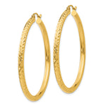 Gold Diamond-cut Classic Hoop Earrings - 14k Yellow Gold / 3 mm / 45 mm