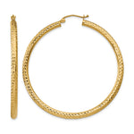Gold Diamond-cut Classic Hoop Earrings - 14k Yellow Gold / 3 mm / 50 mm