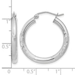 Gold Satin and Diamond-cut Hoop Earrings - 14k White Gold / 3 mm / 20 mm