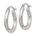 Gold Satin and Diamond-cut Hoop Earrings - 14k White Gold / 3 mm / 15 mm