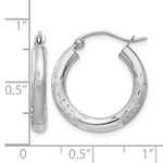 Gold Satin and Diamond-cut Hoop Earrings - 14k White Gold / 3 mm / 15 mm