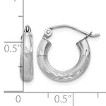Gold Satin and Diamond-cut Hoop Earrings - 14k White Gold / 3 mm / 10 mm