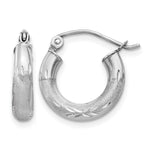 Gold Satin and Diamond-cut Hoop Earrings - 14k White Gold / 3 mm / 10 mm